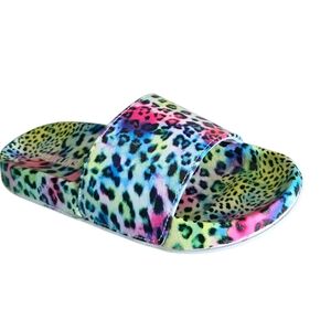 Muk Luk Womens Pool Party Neon Leopard Slides